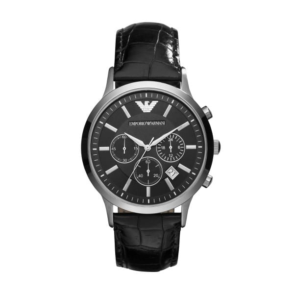 Emporio Armani Orologio uomo Renato crono nero cintino pelle