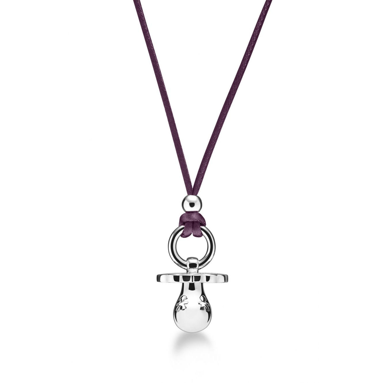 Le Bebe Suonamore Ciuccio In Argento 925 Con Cordino Viola Spazio Lusso