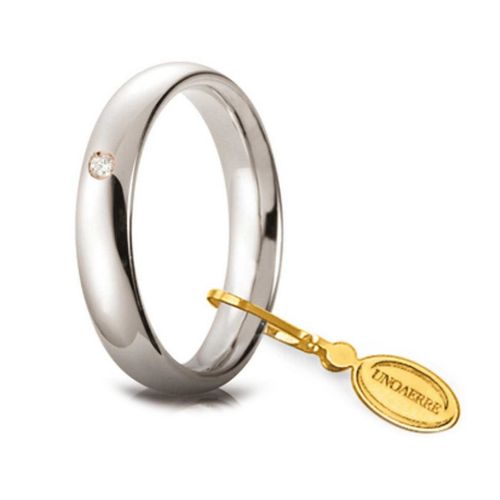 Fede  Classica UNOAERRE Oro Bianco Diamante Kt.0.03  Gr.5 Mm.3,6 Mis.10