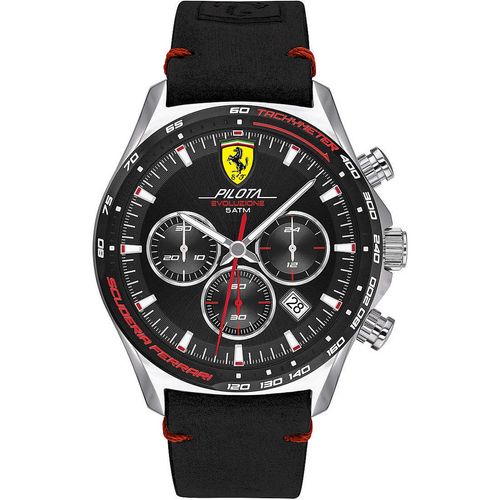 Orologio Ferrari Crono Scuderia Pilota Evo Acciaio E Nero Fer0830710
